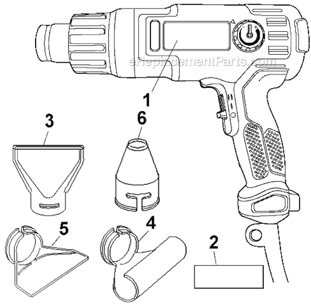 Page A Diagram and Parts List for PC1500HGA Type 1 Porter Cable Heat Gun